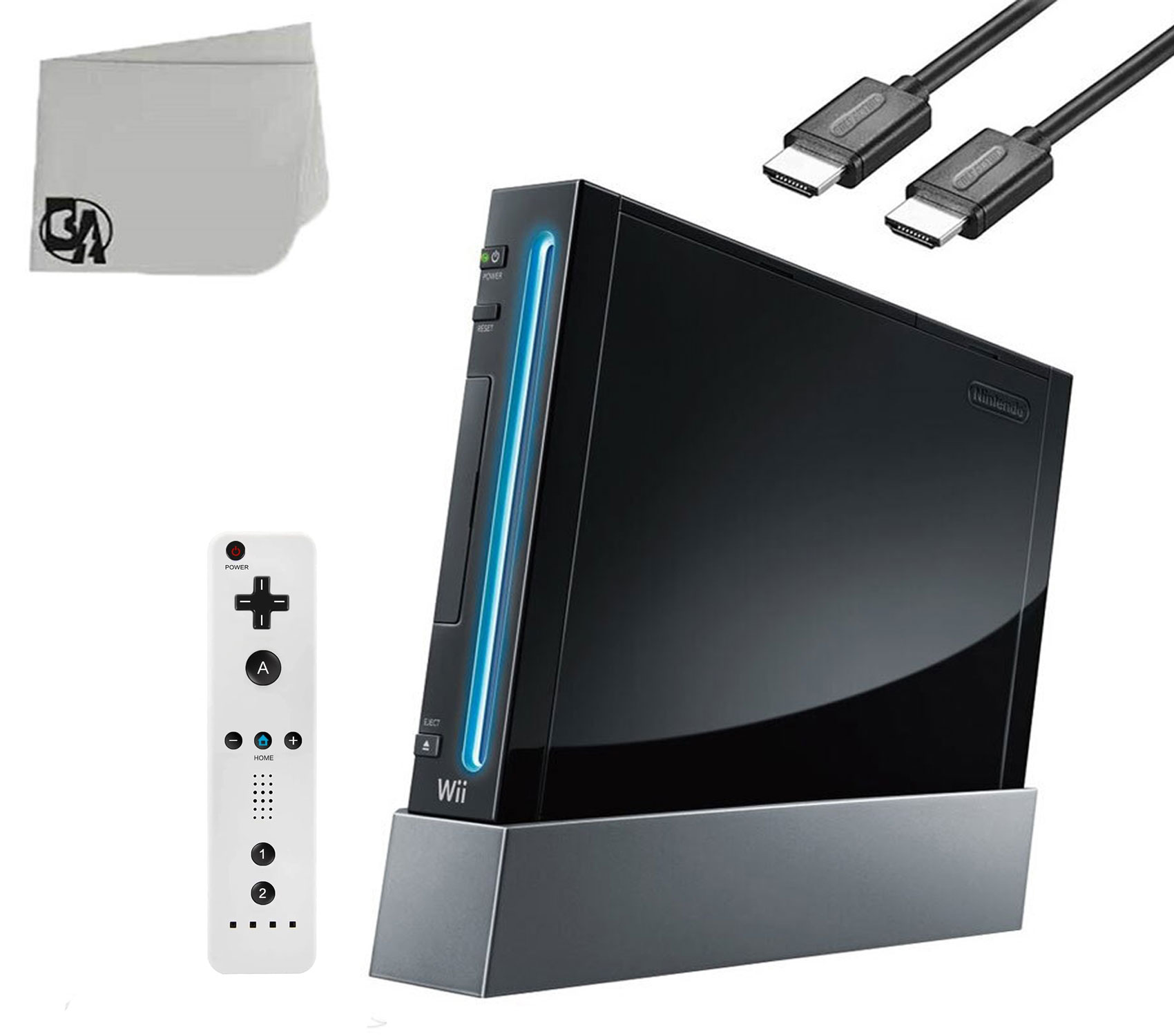 Immerse Yourself in Gaming Wii Console Black With Wii Remote Controller, Wireless Gamepad, Silicone Case White & Black HDMI Cable BOLT AXTION Bundle Like New