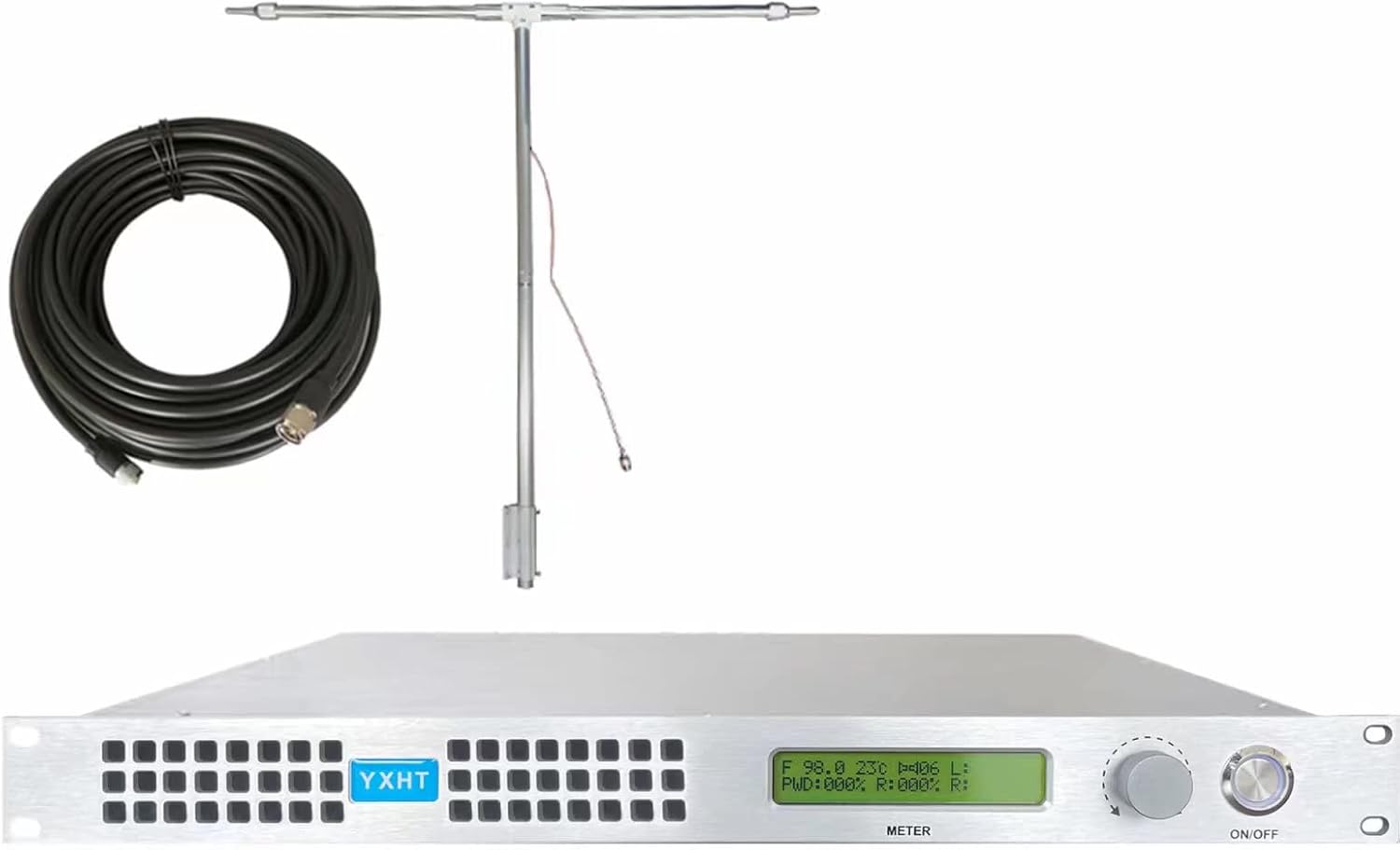 150W Long Range FM Broadcast Transmitter for Church Radio Station with Antenna Cable
