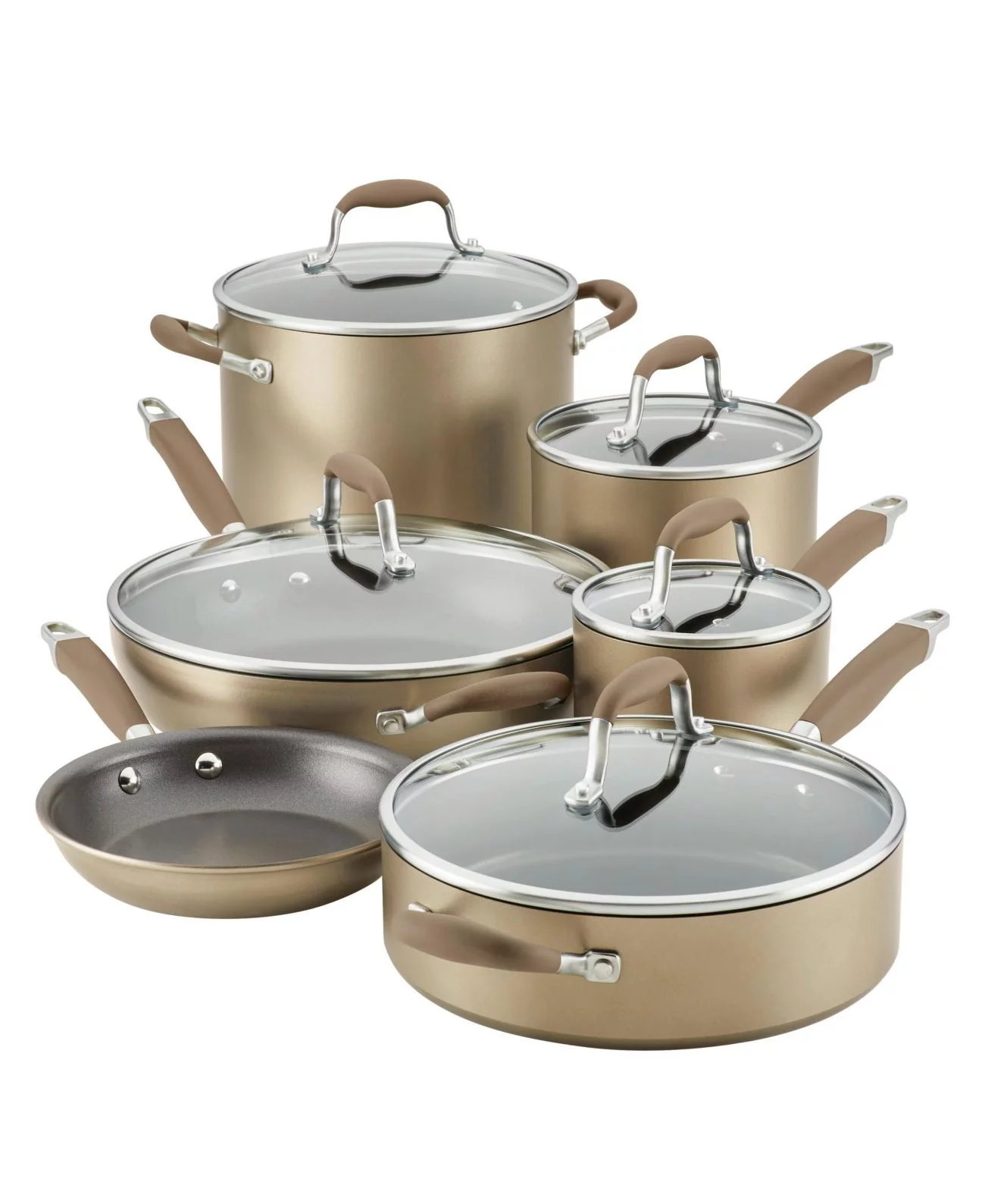 Anolon Advanced Home Hard-Anodized Nonstick 11-Pc. Cookware Set – Bronze