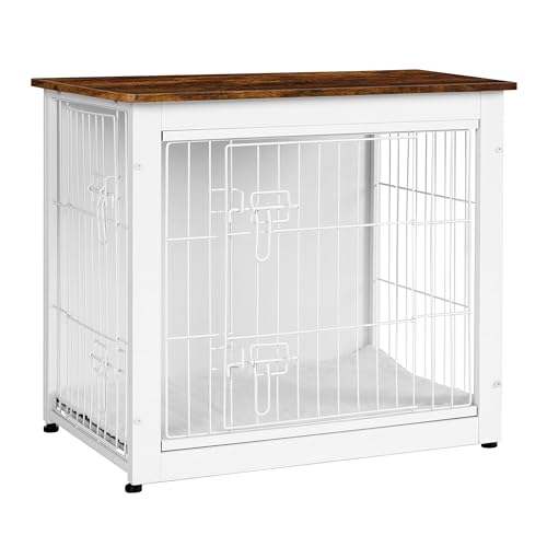 DWANTON Dog Crate Furniture with Cushion, Wooden Kennel Table with Double Doors, Indoor Dog House, Small/Medium/Large/Extra Large Size, 27.2