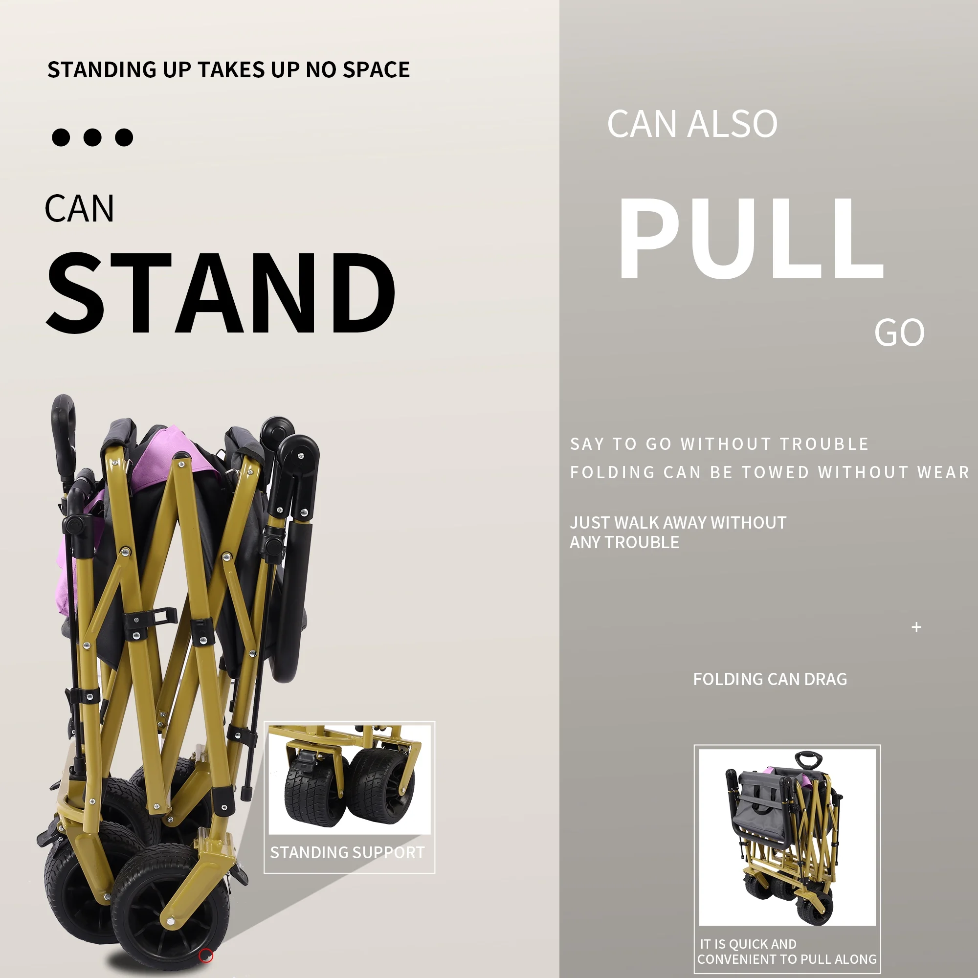 Push & Pull Utility Folding Wagon with Removable Canopy