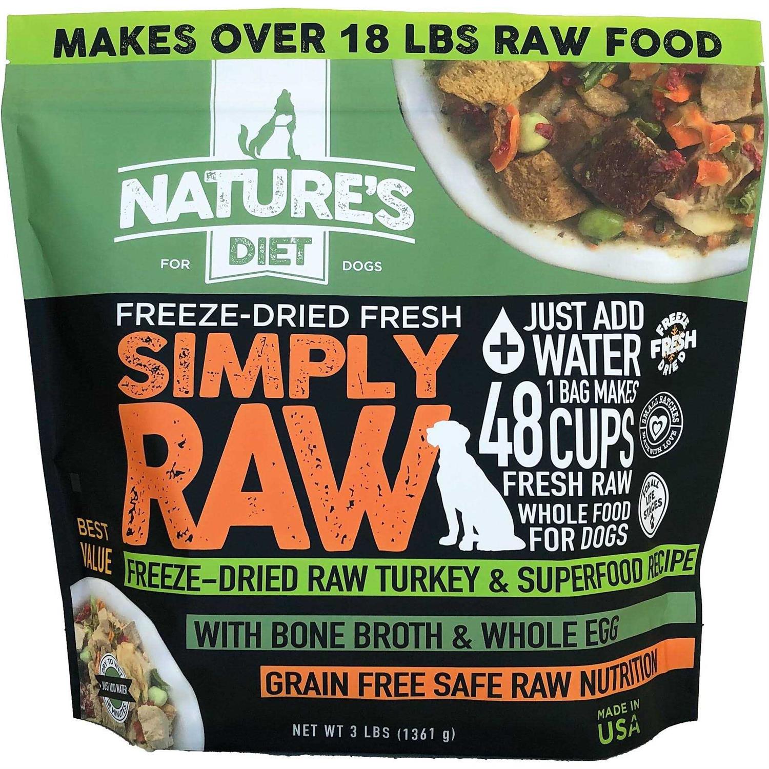 Nature's Diet Simply Raw Freeze-Dried Raw Whole Food Meal Makes 18 Lbs Fresh Raw Food with Muscle - Pet Supplies online store