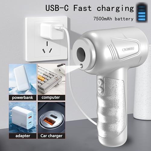 Compressed Air Duster-Cordless Air Blower-Electric Air Duster for Cleaning Keyboard PC-Air Cleaning Kit-3 Speed Duster Cleaner with LED-Light-no Canned air dusters-car Dusters