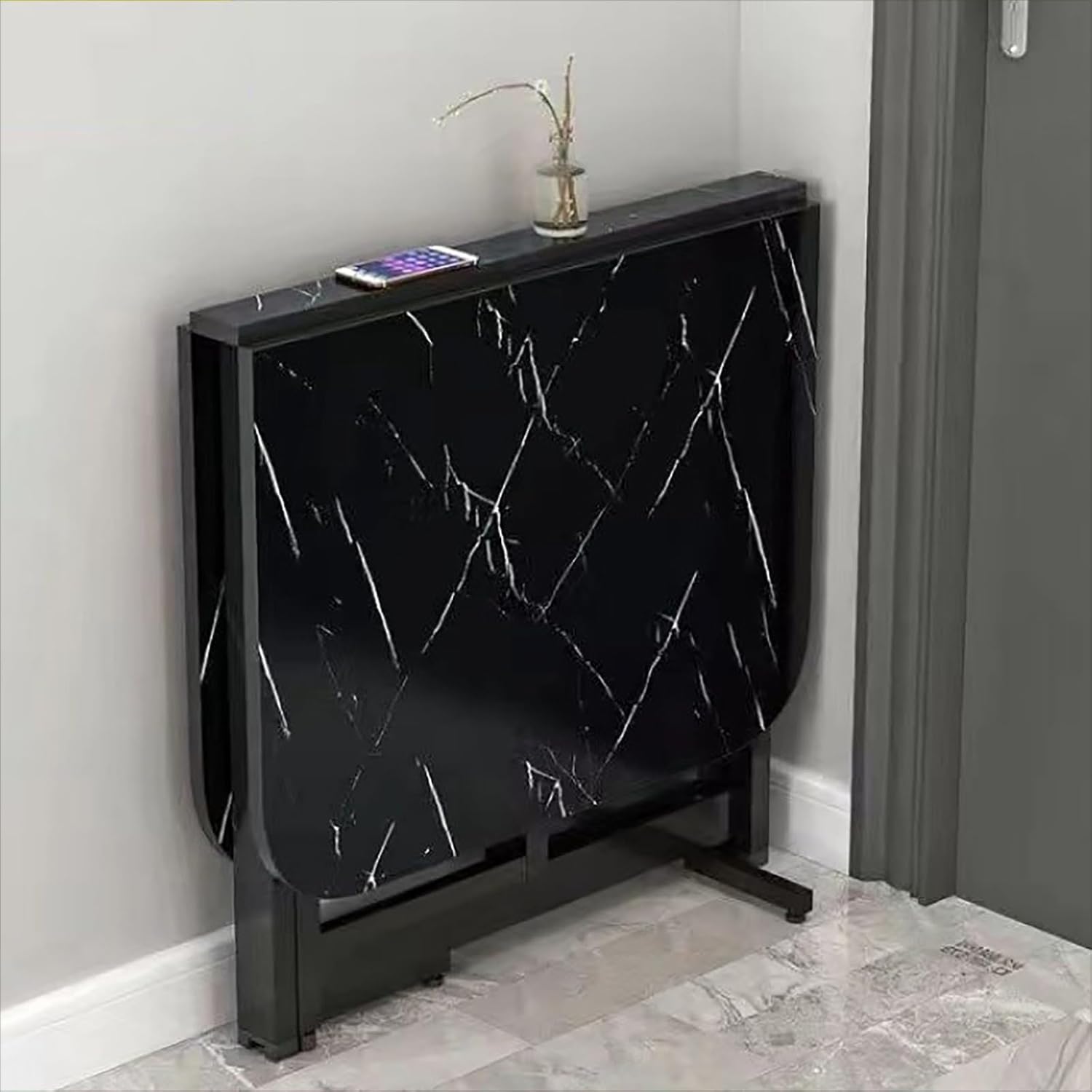 Drop Leaf Dining Table, Folding Dining Table, Wooden Foldable Kitchen Table, Multifunction Expandable Table, Foldable Extendable Space Saving Furniture, Foldable in 3 Forms, f