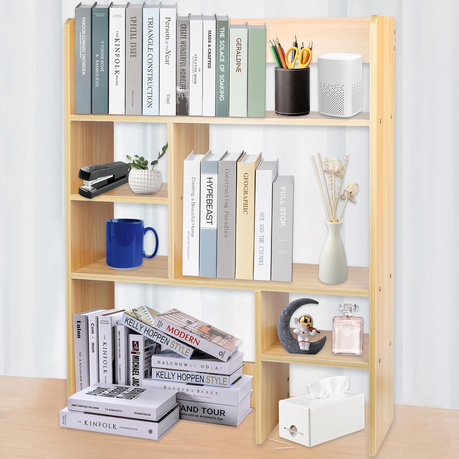 Desktop Shelf,Small Bookshelf on Desk,multilevel Desktop Bookshelf.Home Office Desktop Bookshelf