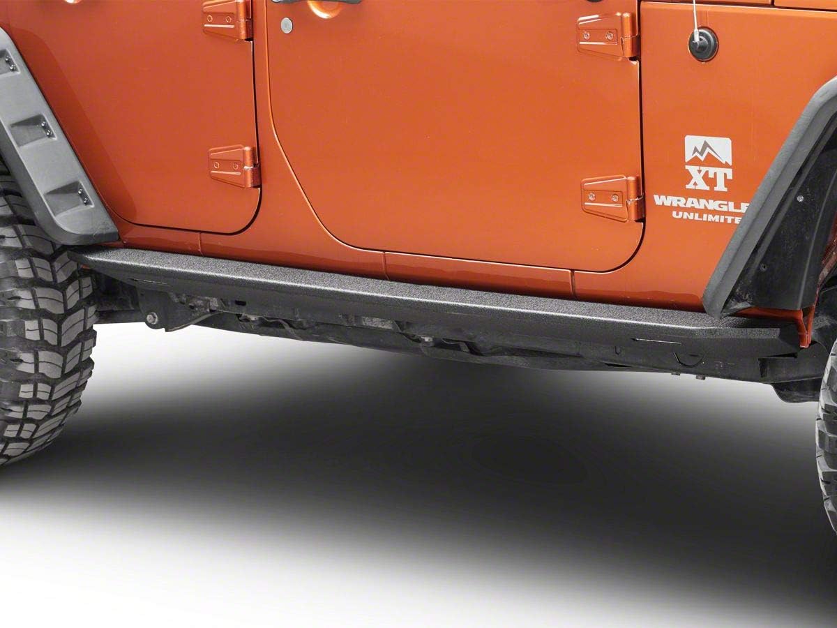 Barricade HD Rock Sliders with LED Rock Lights; Textured Black Compatible with 07-18 Jeep Wrangler JK 4-Door