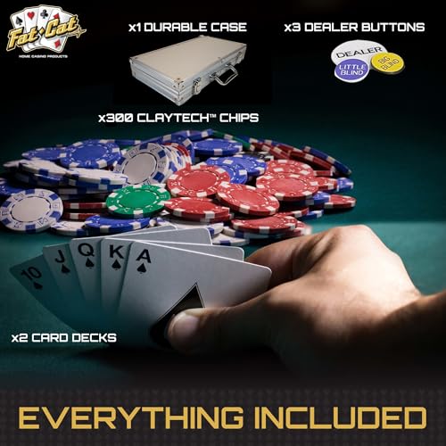 Fat Cat 11.5 Gram Texas Hold 'em Claytec Poker Chip Set with Aluminum Case, 500 Striped Dice Chips