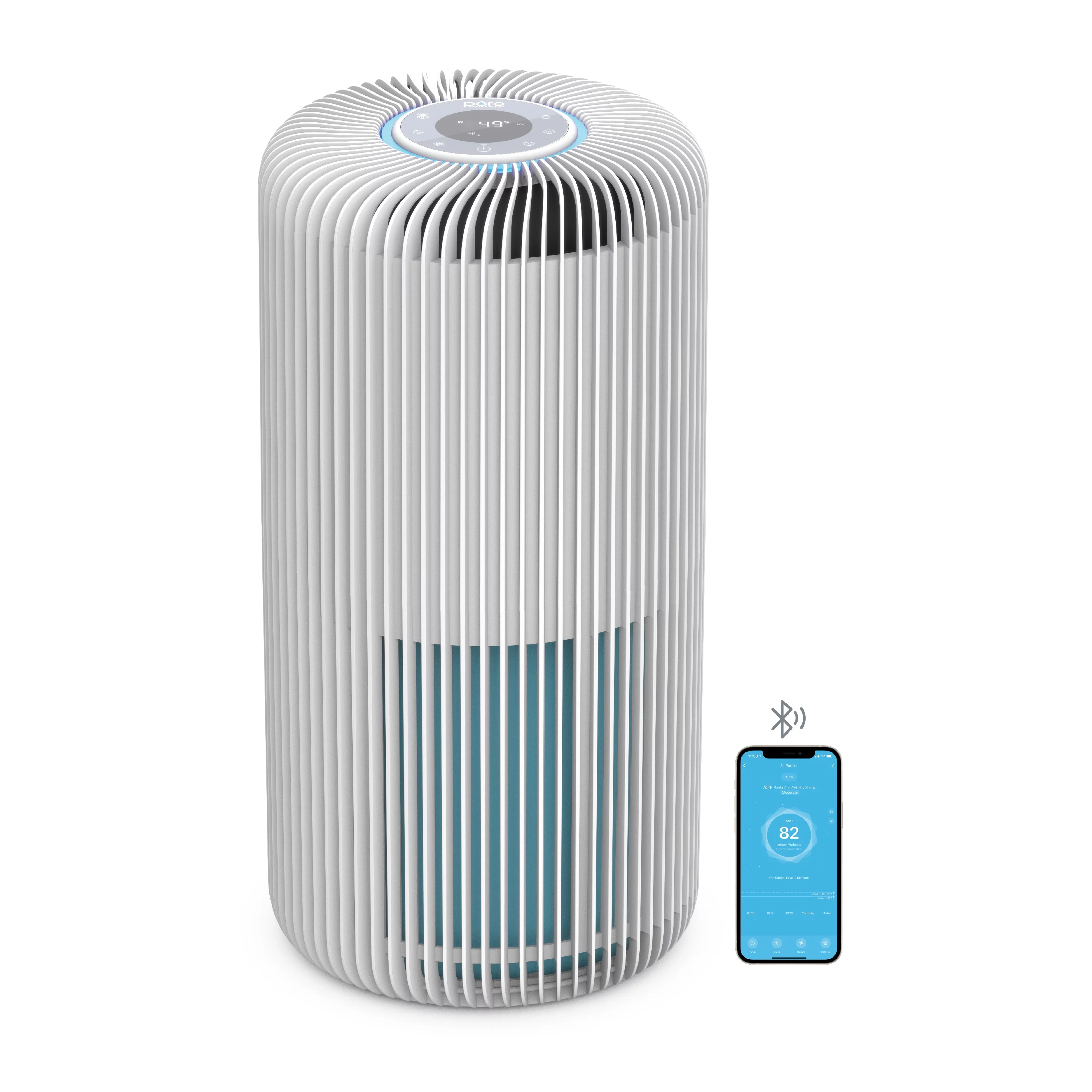 Pure Enrichment® PureZone™ Turbo Smart Air Purifier - 5 Stage Filtration, Smartphone Compatible, Auto Mode & Air Quality Indicator Light - Ideal for Large Rooms