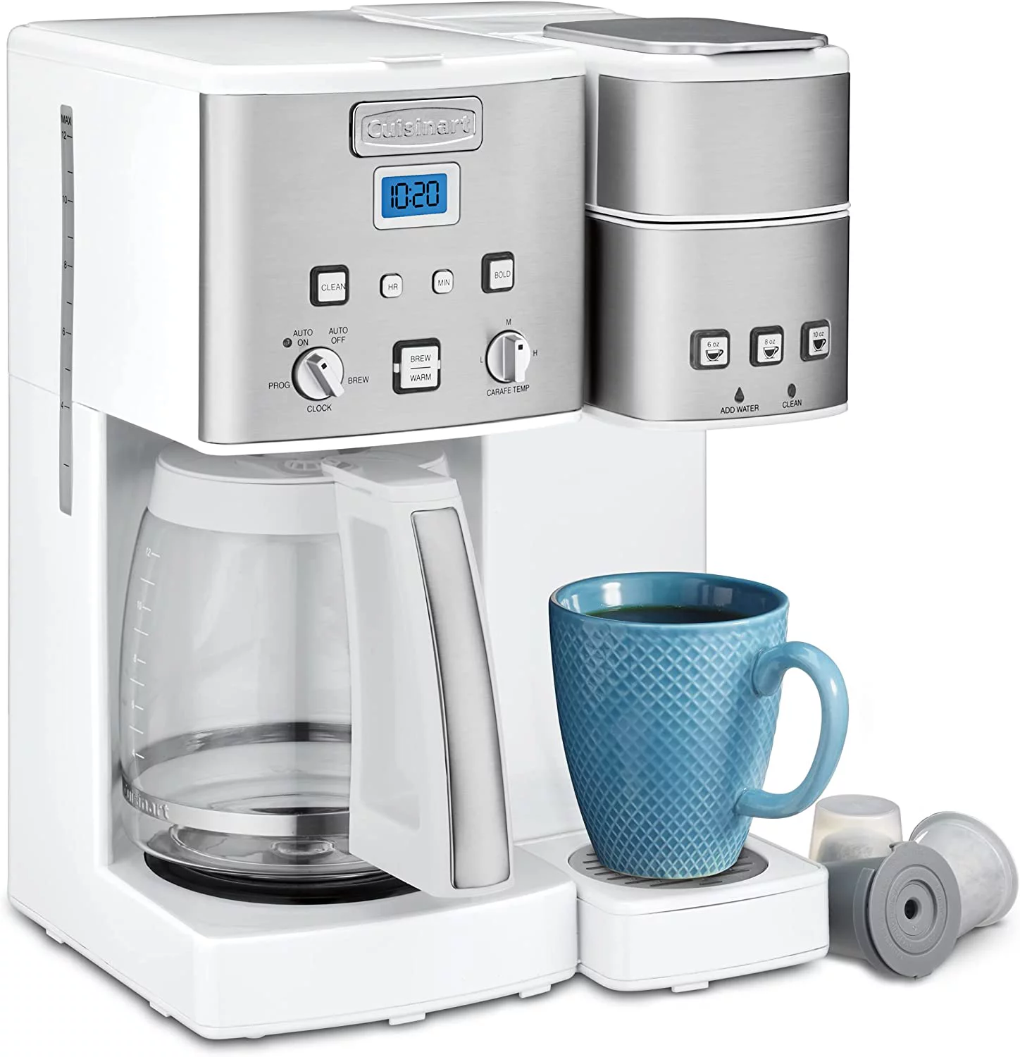 Cuisinart SS-15W Maker Coffee Center 12-Cup Coffeemaker and Single-Serve Brewer, White Stainless Steel