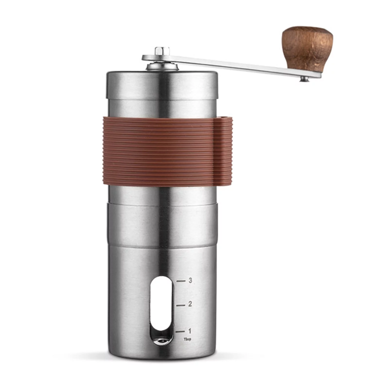 Manual Hand Coffee Grinder With Ceramic Burr Mill Adjustable Grind Stainless Steel Body Wood Holder Built To Last Portable & Washable For Home And Camping Use