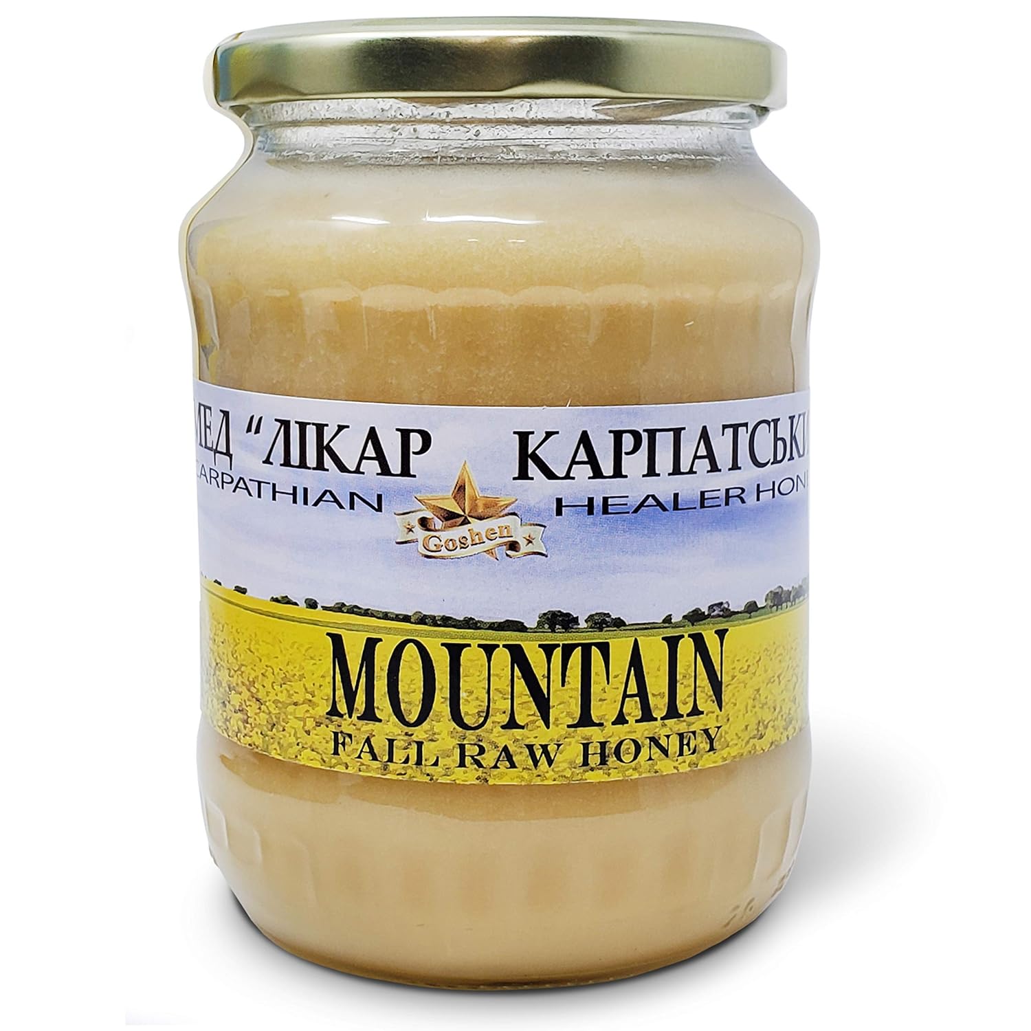 Goshen Honey Amish Extremely Raw Carpathian Pure MOUNTAIN Honey 100% Organically Natural with Life Enzymes Health Benefits | Unfiltered Unprocessed OU Kosher Certified Glass Jar 2.2 Lb | 35.2 Oz 1KG