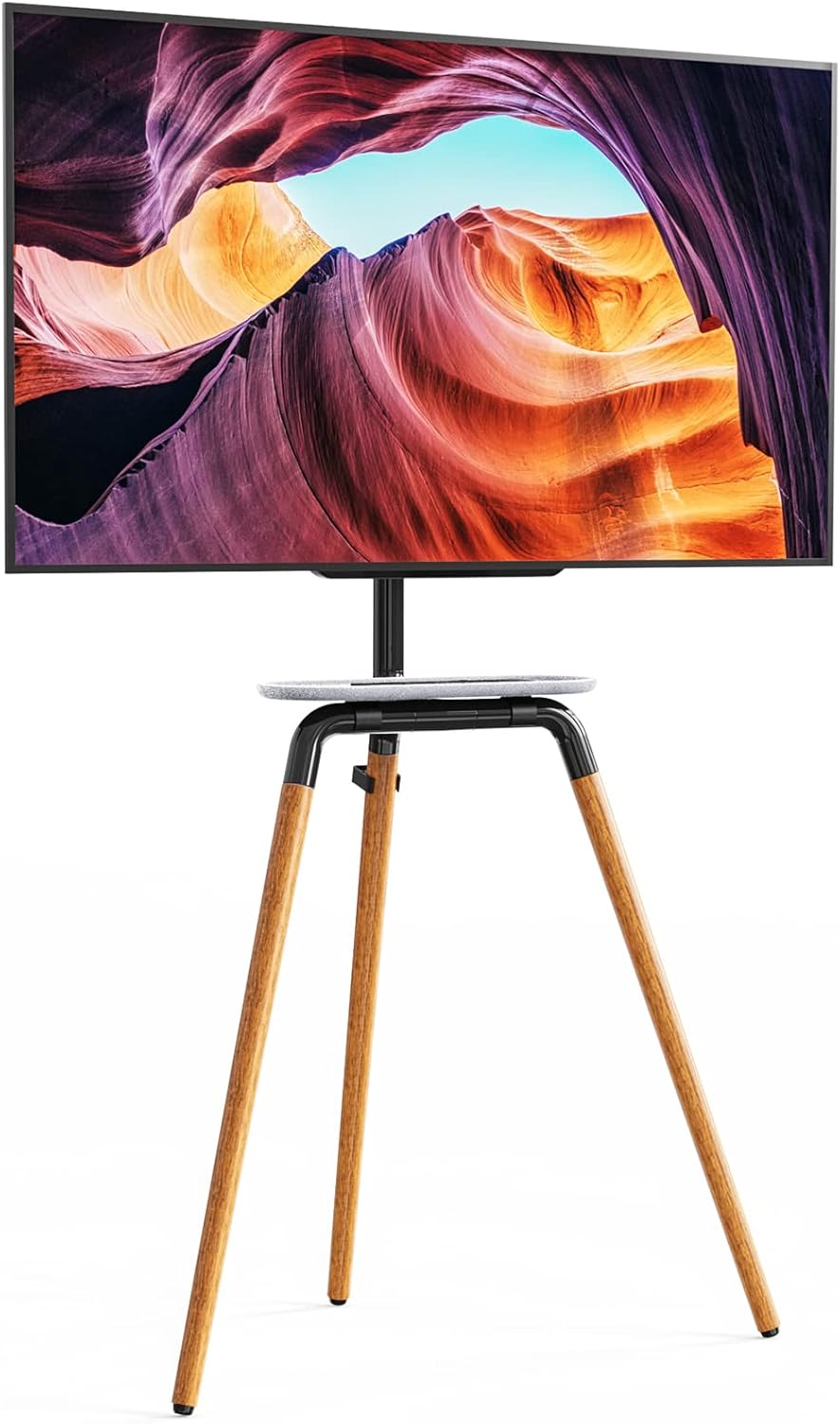 Artistic Easel Tripod TV Floor Stand for 45 to 65 Inch LED LCD Screen, PUTORSEN Portable Studio TV Display Stand, Adjustable TV Studio Mount with VESA 600x400mm, Holds up to 100lbs, White