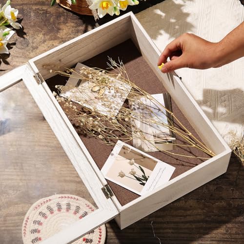 11x17 Extra Deep Shadow Box Frame with Linen Back - Sturdy Rustic Memory Display Case for Flowers, Weddings, Tickets, and 3D Items - Includes Push Pins (Black)