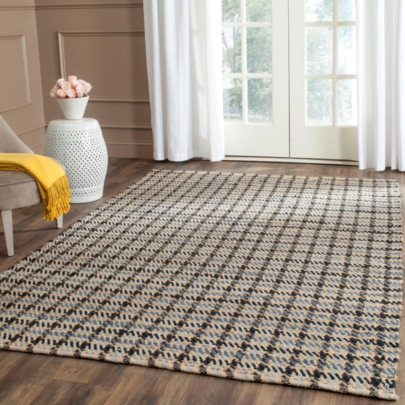 SAFAVIEH Cape Cod Josephina Checkered Geometric Area Rug, 5' x 8', Green/Natural