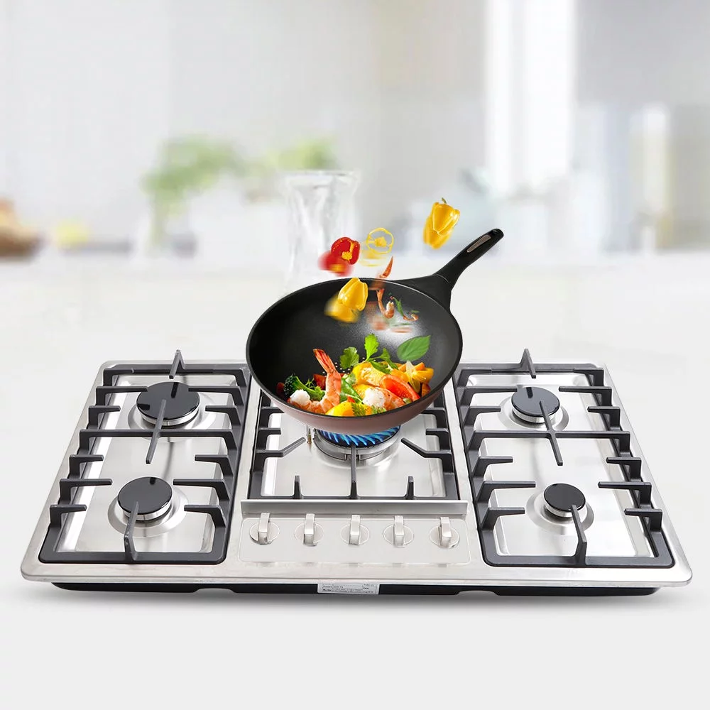 WUZSTAR Built-In 5 Burner Gas Cooktop Stove, Stainless Steel Gas Stove for Home Kitchen Commercial