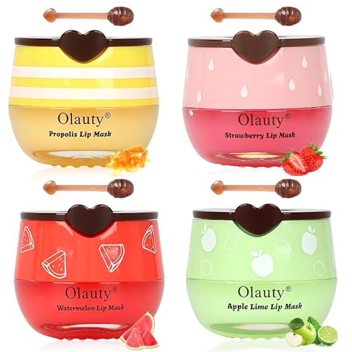 6 PCS Bee Lip Balm Mask Honey Pot, Honey Lip Balm Bulk, Moisturizing Lip Sleep Masks Hydrating Prevention Dry and Crack Lip Scrubs, Propolis Lip Mask Overnight Reduce Lip Lines