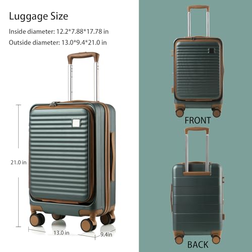 Expandable Carry On Luggage Durable Hardside Lightweight Rolling Suitcases with Spinner Wheels TSA Lock, (Black, 20-Inch)