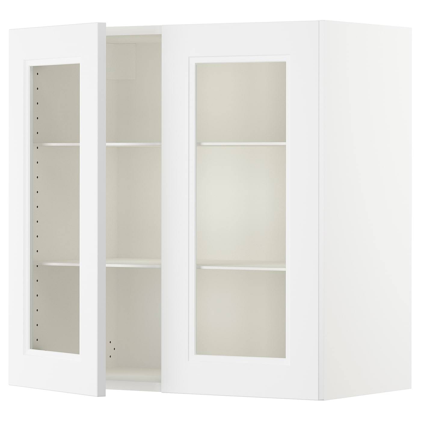 IKEA - SEKTION Wall Cabinet with 2 Glass Doors, white/Axstad Matt White, 30x15x30