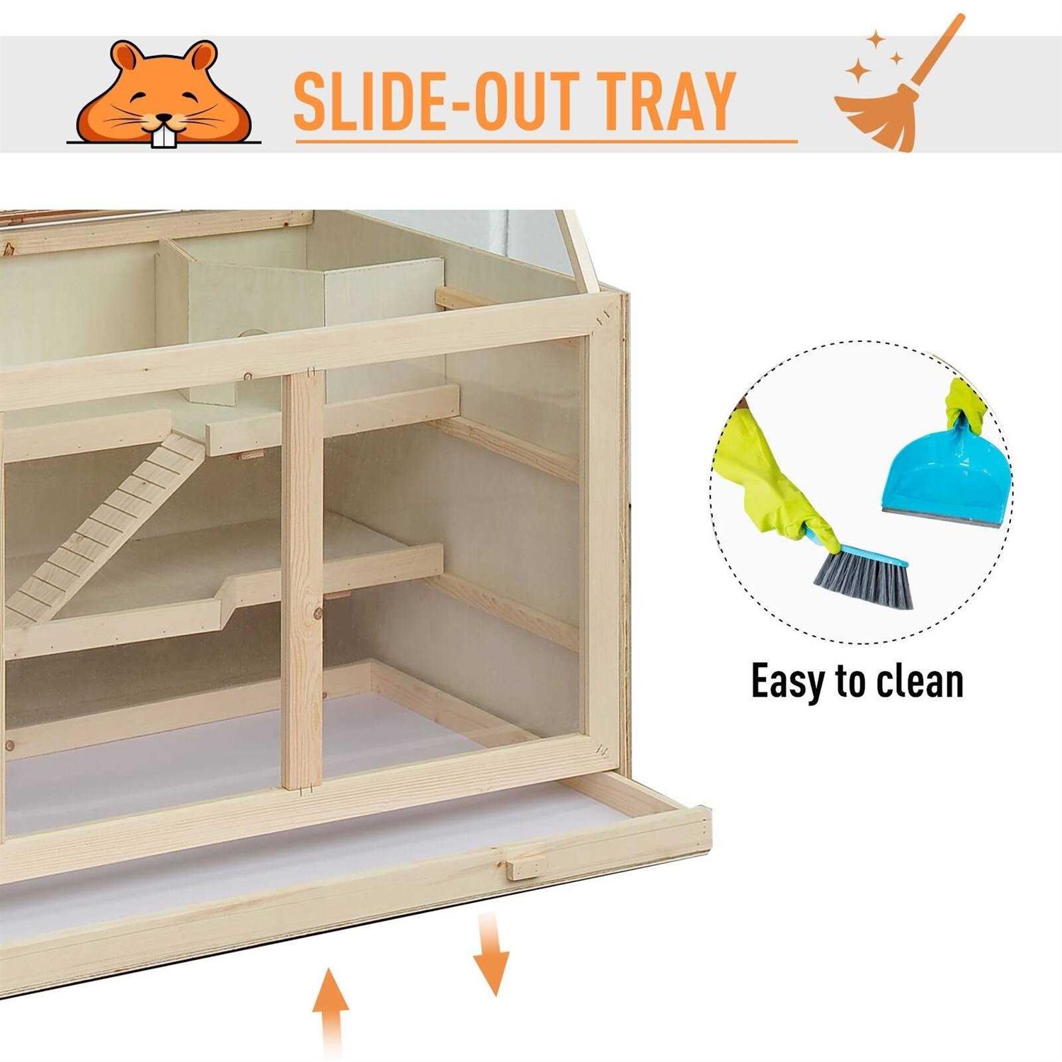 PawHut Extra Large Wooden Hamster Cage, Gerbil Cage, and Other Small Animal Habitat - Pet Supplies online store