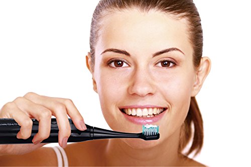 Pursonic S450 Deluxe Plus Sonic Rechargeable Toothbrush with built in UV sanitizer and bonus 12 brush heads included, Black, 1.25 Pound