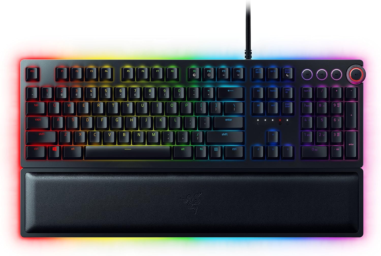 Razer Huntsman Elite Gaming Keyboard: Fastest Keyboard Switches Ever - Linear Optical Switches - Chroma RGB Lighting - Magnetic Plush Wrist Rest - Dedicated Media Keys & Dial - Classic Black