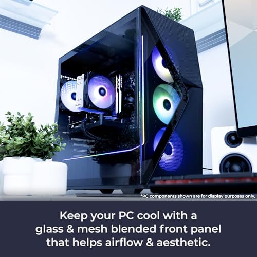 iBUYPOWER Slate MESH Gaming PC Desktop Computer Intel Core i7 14700F CPU, NVIDIA GeForce RTX 5070 12GB GPU, 32GB DDR5 RGB 5200MHz RAM, 1TB NVMe SSD, Windows 11 Home, Keyboard and Mouse - SMI7N5701