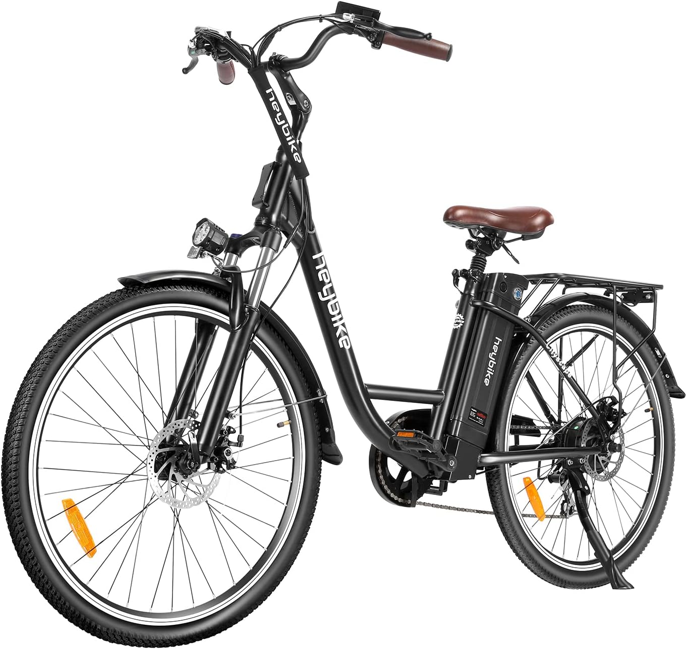 Heybike Cityscape Electric Bike 350W Electric City Cruiser Bicycle-Up to 40 Miles- Removable Battery, Shimano 7-Speed and Dual Shock Absorber, 26 Electric Commuter Bike for Adults