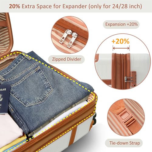 Merax 3 Piece Luggage Set, ABS Hardshell Suitcase with Spinner Wheels and TSA Lock, Lightweight Expandable Suitcase Set, 20”+24”+28”, Green