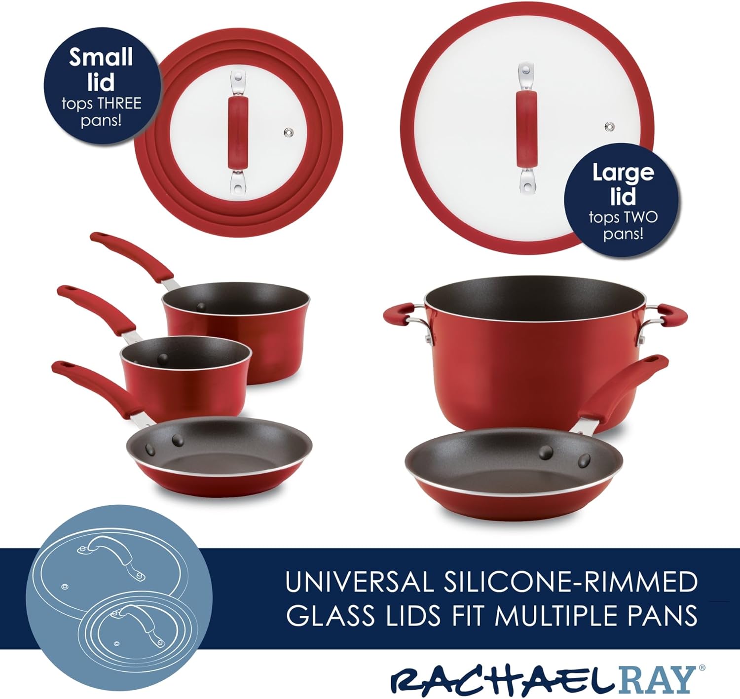 Rachael Ray 14753 11-Piece Nonstick Cookware Set - Red