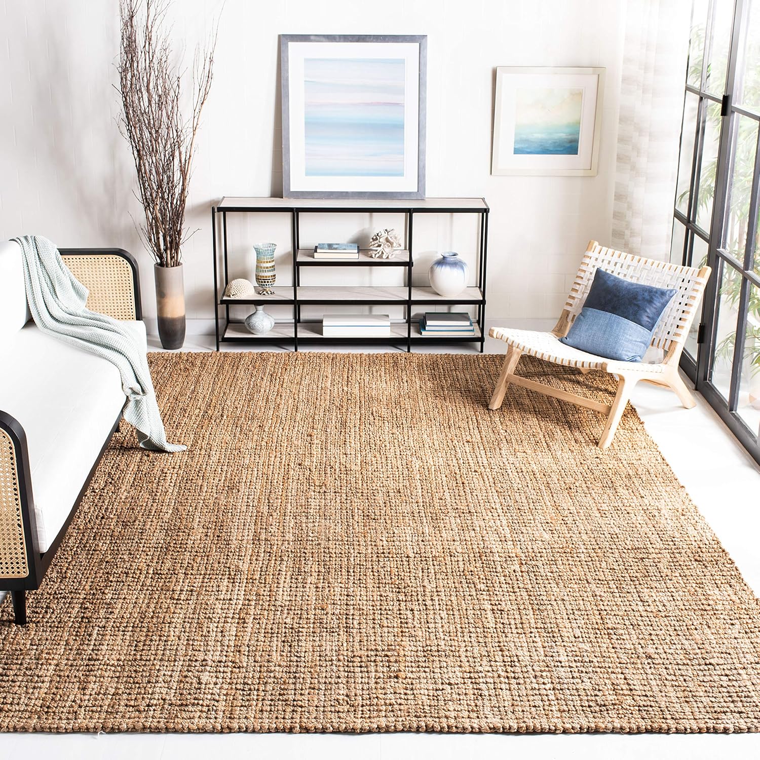 SAFAVIEH Natural Fiber Collection X-Large Area Rug - 11' x 15', Natural, Handmade Chunky Textured Jute 0.75-inch Thick, Ideal for High Traffic Areas in Living Room, Bedroom (NF447A)