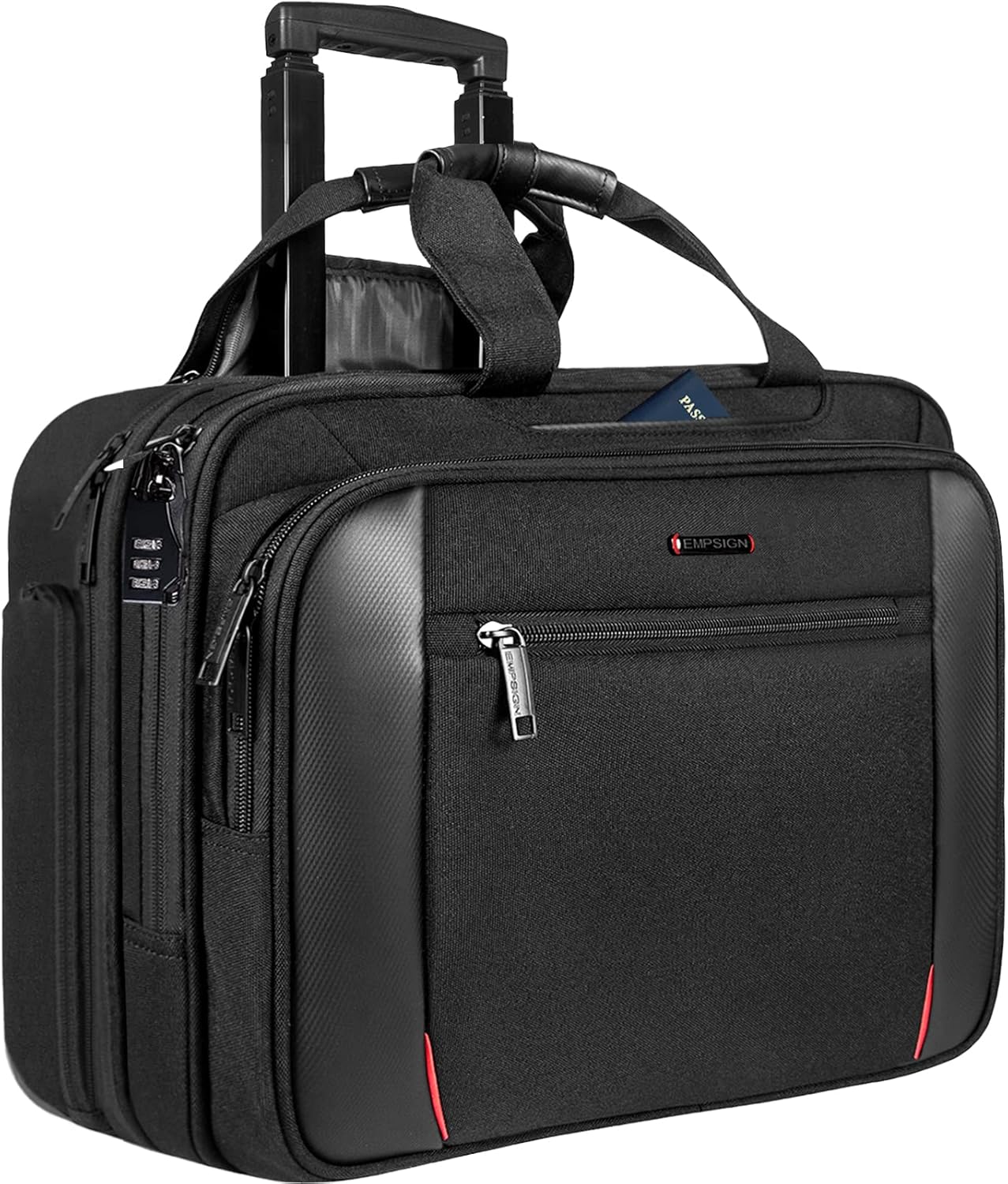 EMPSIGN Rolling Briefcase Laptop Bag,17.3