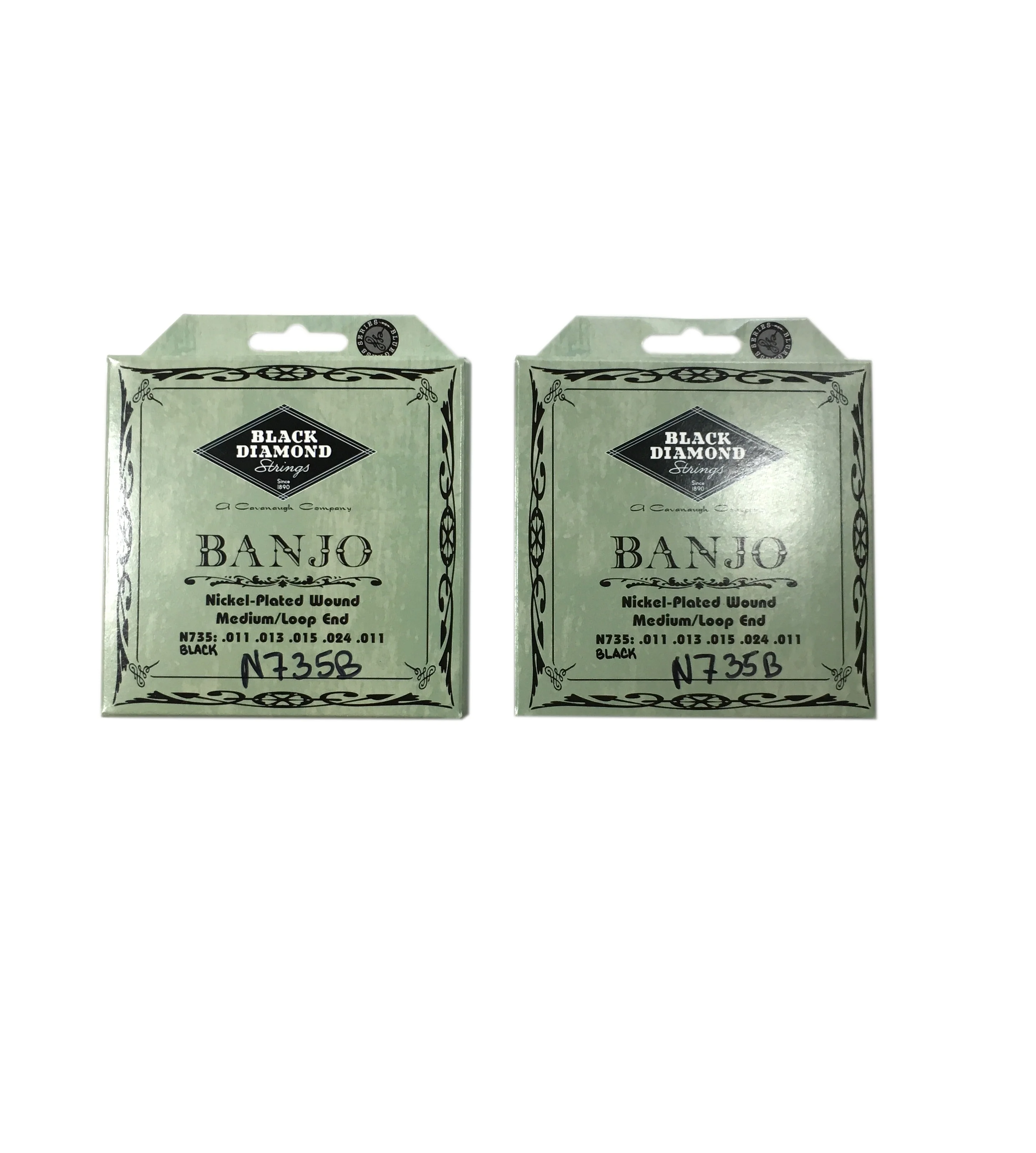 Black Diamond Banjo Strings 2-Pack 5-String Medium Loop End Black Coated