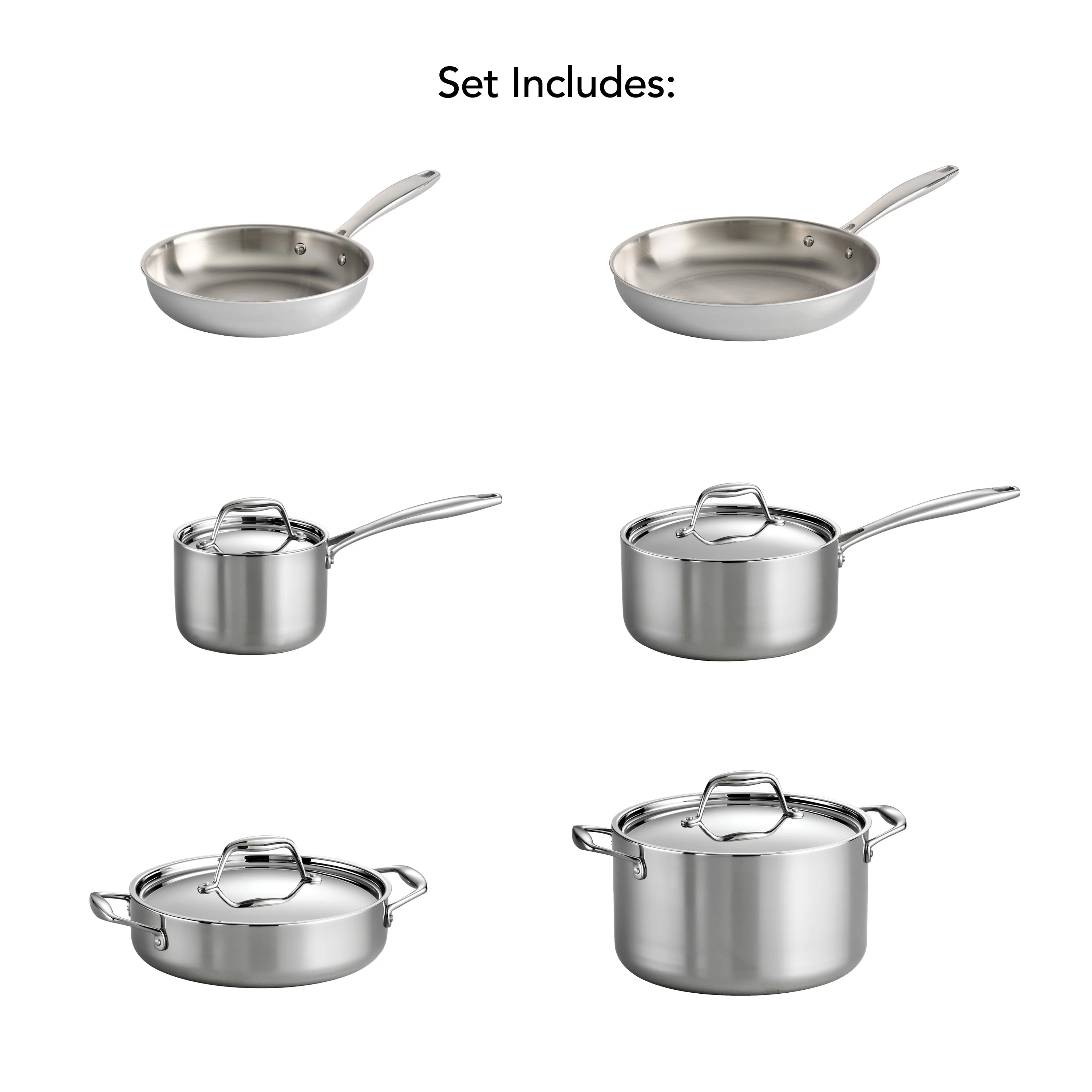 Tramontina 10 Pc Tri Ply Clad Stainless Steel Cookware Set