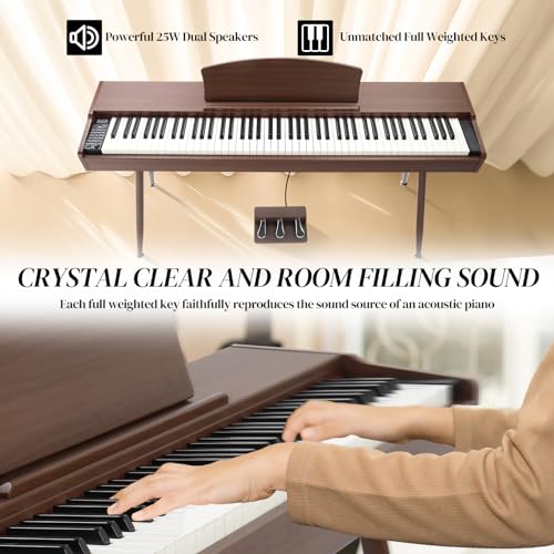 Ktaxon Digital Piano 88-Key Weighted Action Electric Piano with 3-Pedal Unit, Double Bluetooth, Split/Touch/Transpose Control Functions(Black)