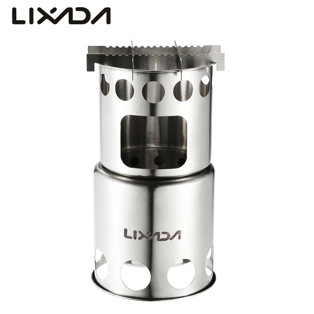 Lixada Portable Stainless Steel Lightweight Wood Outdoor Cooking Picnic Camping