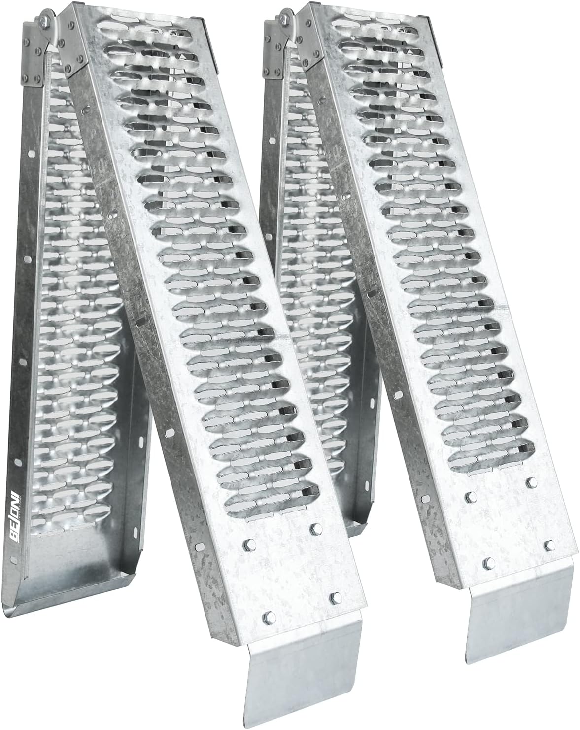 BEJONI 67'' x 8.7'' Folding Heavy Duty Steel Loading Ramps for Truck & Trailer, Separated Ramp Kit for DIY Install, 950 lb Capacity, 1 Pair
