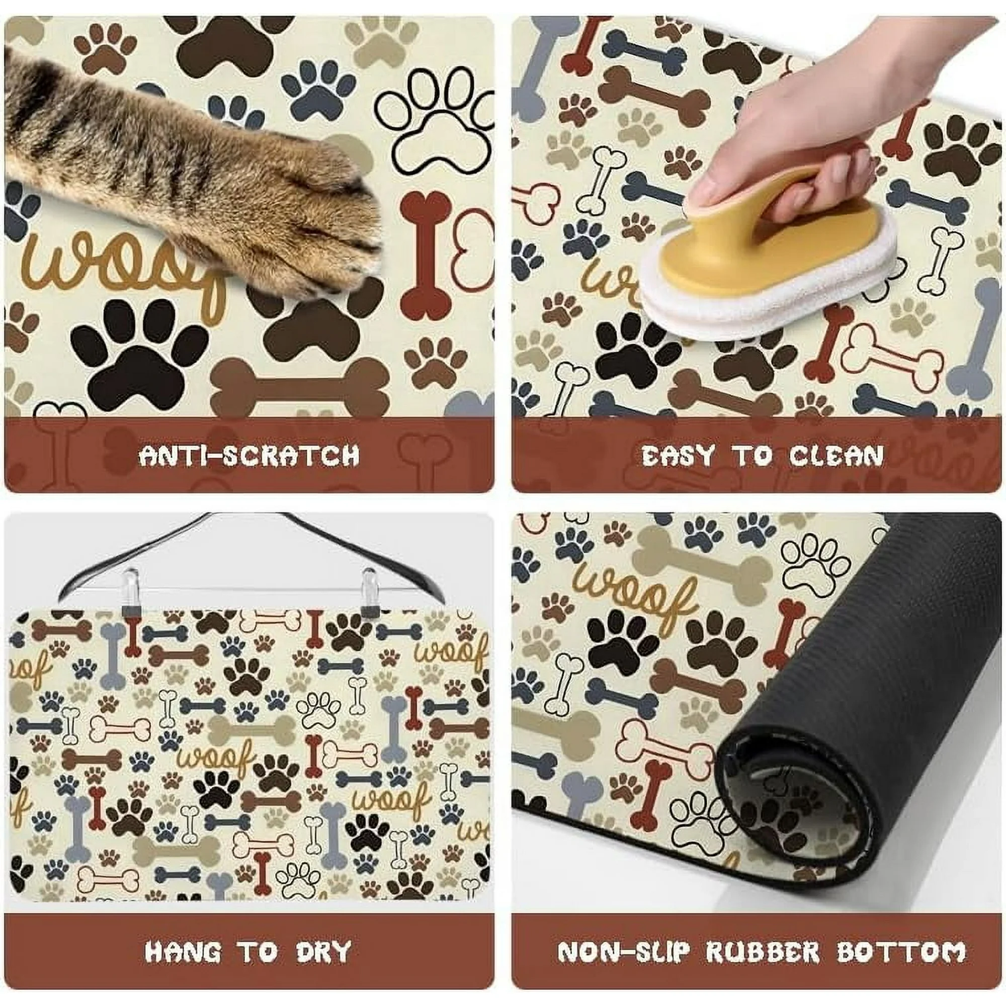 Waterproof Dog Food Mat for Floors, Absorbent Pet Placemat, Non-Slip & Easy to Clean