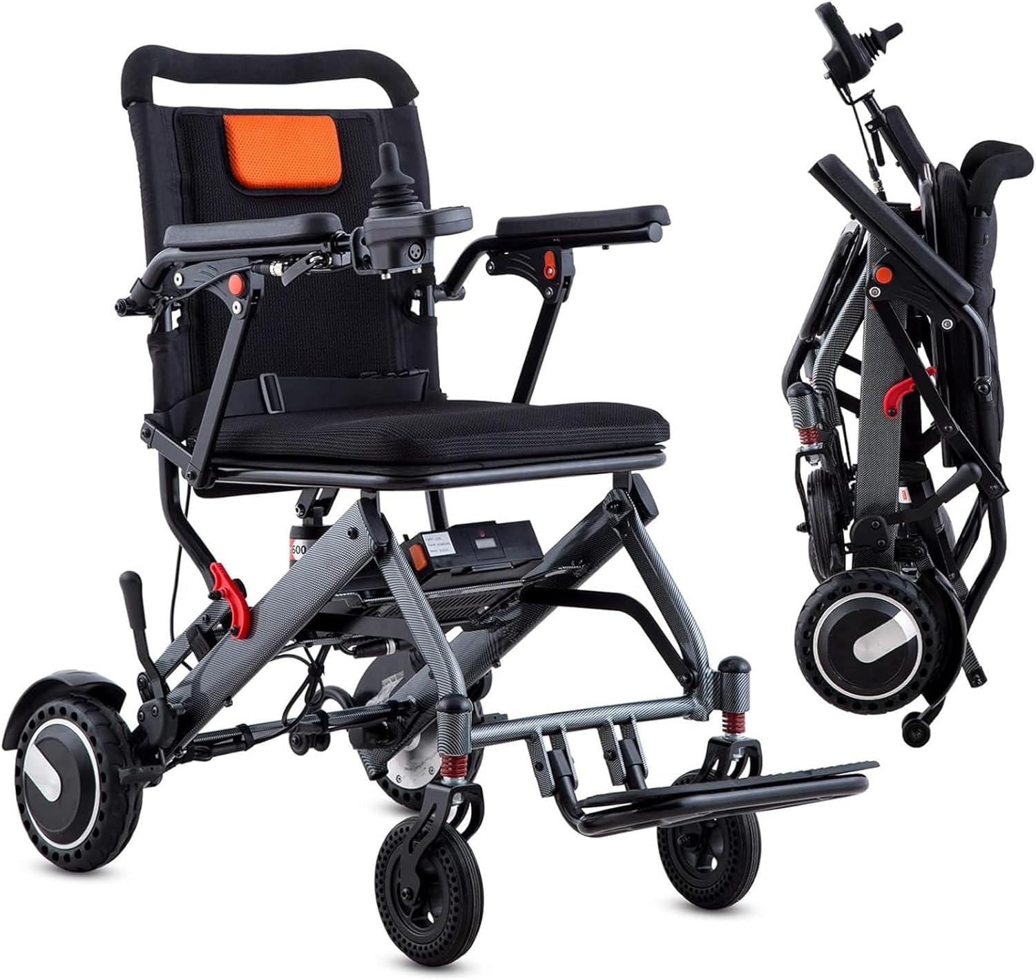 25-Mile Range Electric Wheelchair, Foldable Electric Wheelchair, All Terrain Lightweight Foldable Wheelchairs, Weighs Only 36 Lbs, Intelligent Compact Portable Power Wheelchairs, for Adults, Seniors,