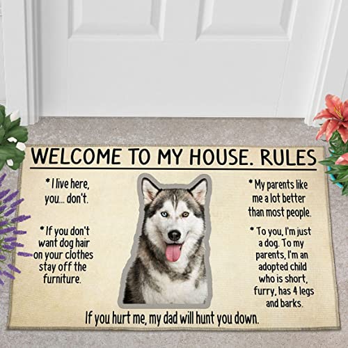 Welcome to My House Doormat Australian Shepherd Doormat Dog Lovers Doormat Welcome Mat House Rules Mat Funny Doormat, Housewarming Gifts Welcome Mat 18x30 Inch
