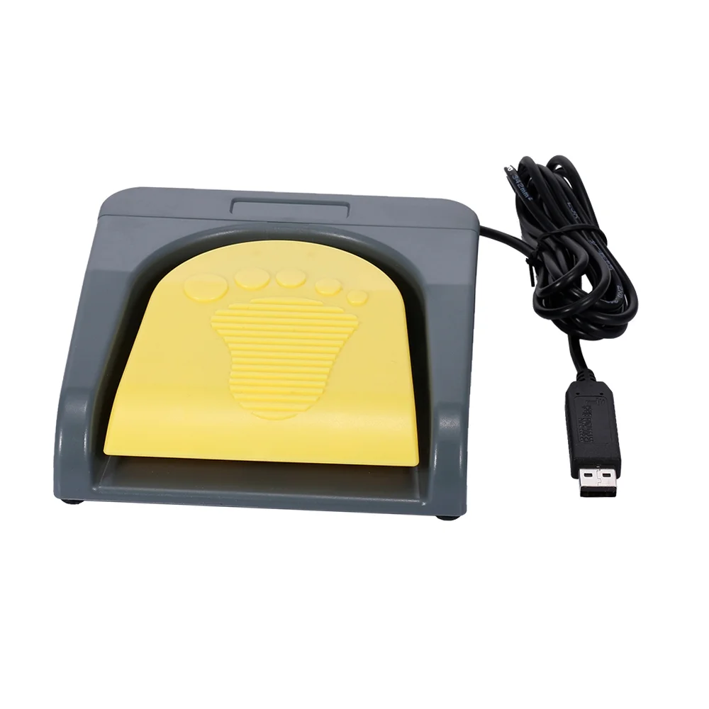 Walmeck USB Single Foot Switch Game Control One Key Customized Computer Keyboard Action Pedal Grey with Yellow for Gamer Gaming Ethusiast