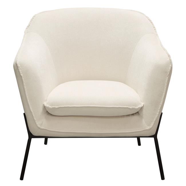 Diamond Sofa  Status Accent Chair with Black Powder Coated Metal Leg, Cream Fabric