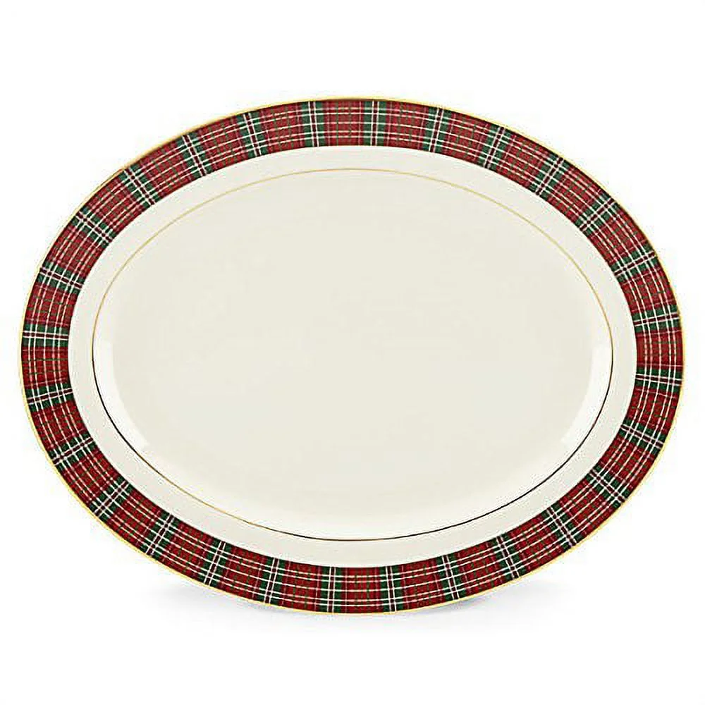 Lenox Winter Greetings Plaid Oval Platter