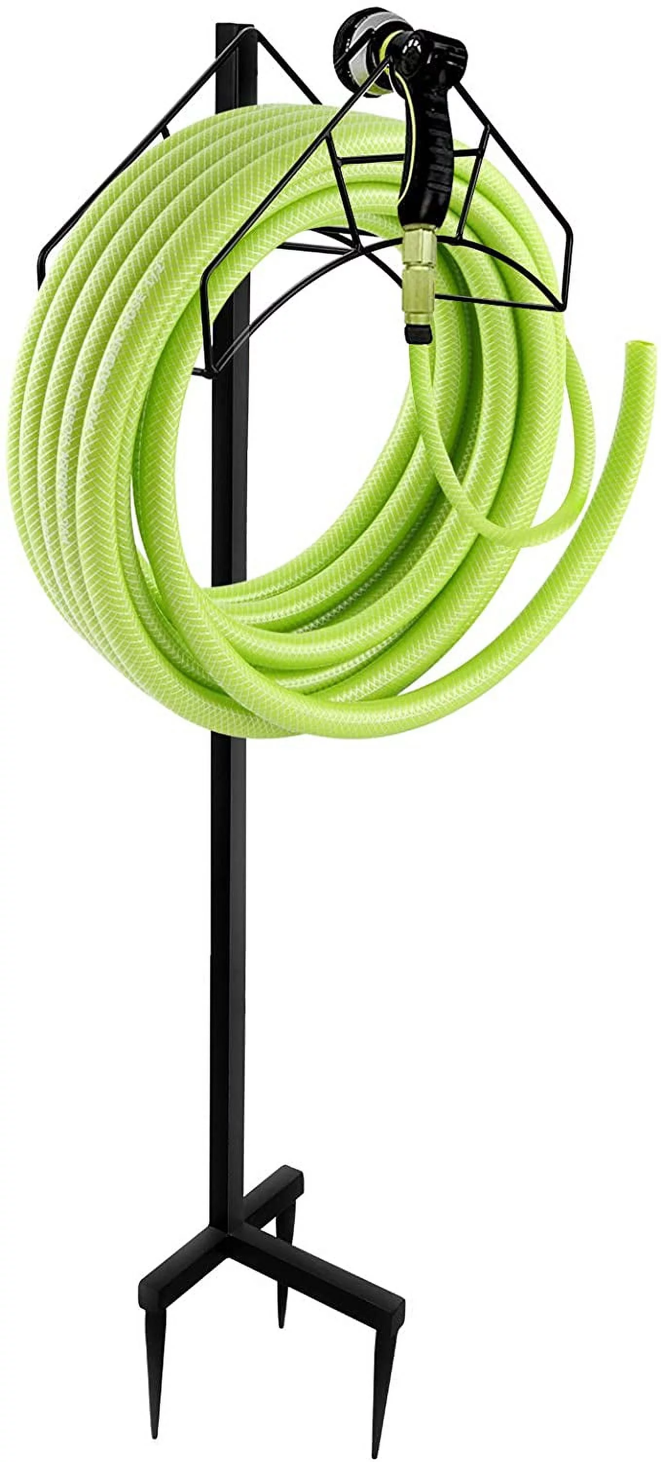Urban Deco Garden Hose Holder Hanger, Freestanding Garden Hose, Heavy Duty Metal Water Hose Holder Hose Storage Stand Rack for Yard Lawn Hose Reel Organizer for Outdoor Black