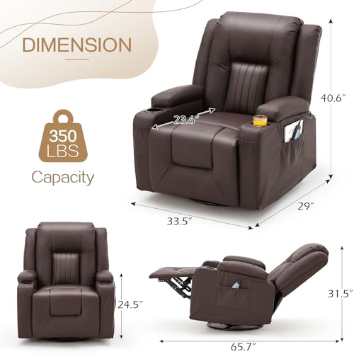 YODOLLA 3 Pieces Leather Recliner Sofa Set for Living Room Furniture Set，Overstuffed Reclining Sofa with Massage&Heat Function, Manual Control Couch Set，Theater Lounge Seat with Side Pockets, Black