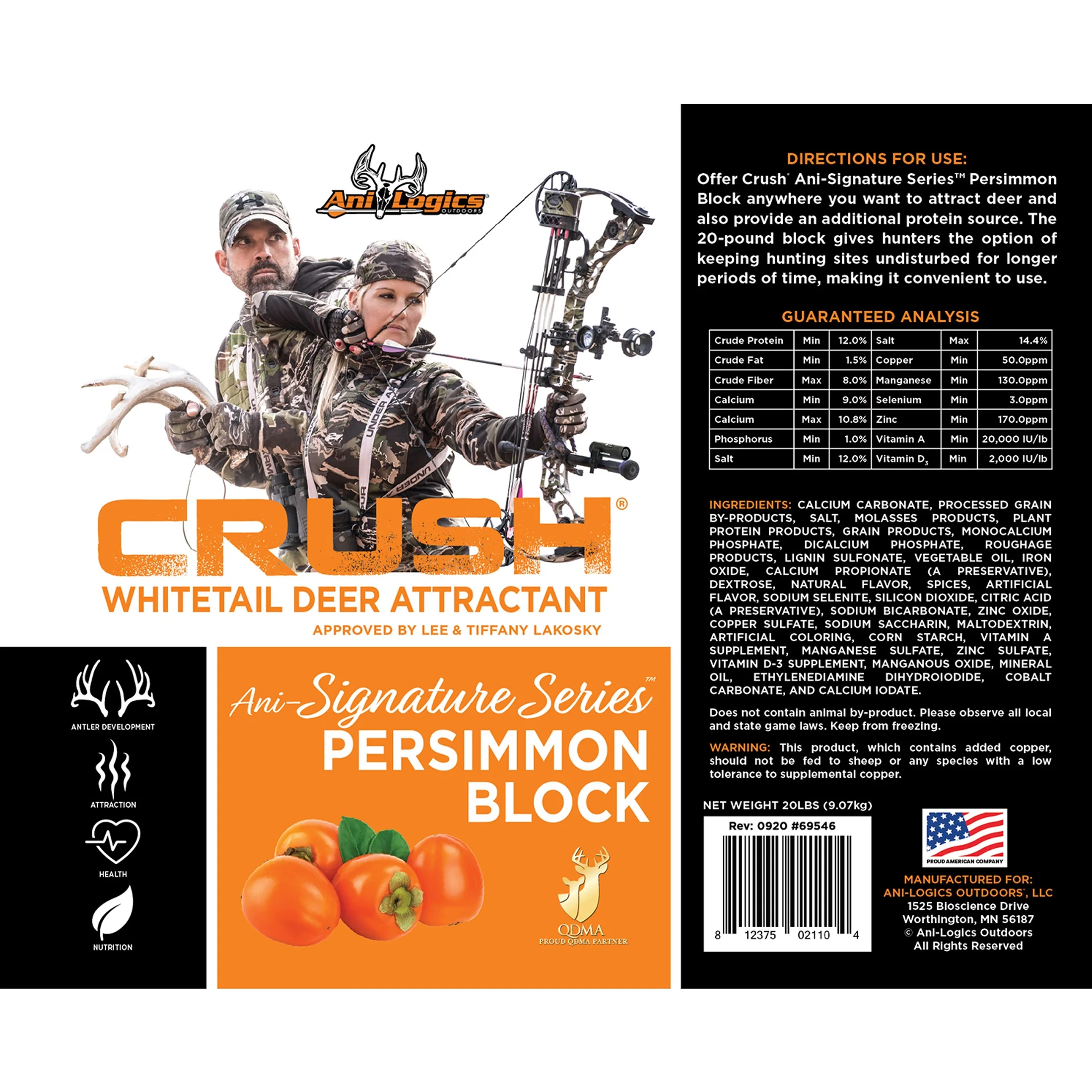 Ani-Logics Outdoors Crush Persimmon Whitetail Deer 20 lb Block