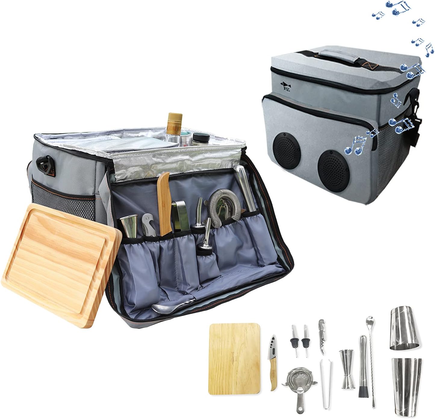 Cocktail Travel Set,SKY FISH 13 -Pieces Bartender Kit Including Bar Tools And Insulated Bag For Travel, Camping And Picnic