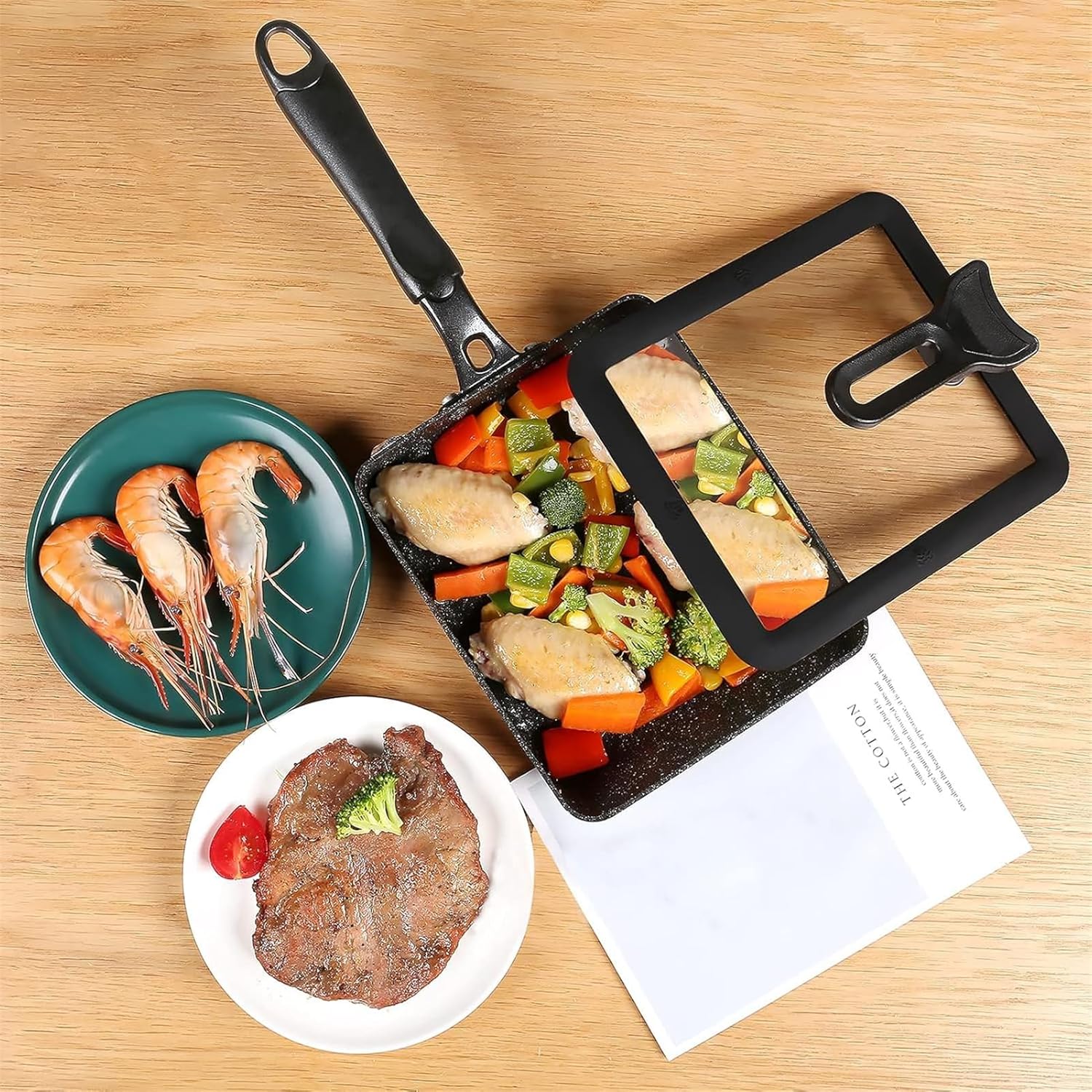 Premium Tamagoyaki Pan - Japanese Egg Pan with Lid - Japanese Omelette pan Nonstick - Omelet Pan for Japanese Food - Omelet Pan - Small Egg Pan - Square Pan