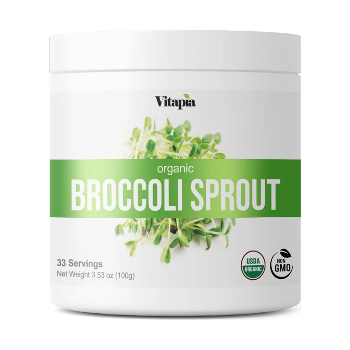 Vitapia Organic Broccoli Sprout Powder - High in Sulforaphane & Antioxidant, Cognitive Health Support - 30 Day Supply - Non GMO & Gluten Free, 33 Servings (Pack of 1)