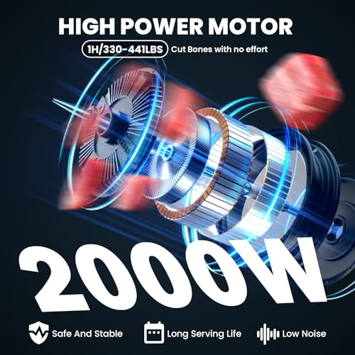 1500w Electric Meat Bone Saw, Stainless Steel Tabletop Meat Bandsaw for Butchering, Cutting Thickness 0.8-7.1 Inches, Commercial Frozen Meat Cutting Machine with 6 Blades, Workbeach 19.3 