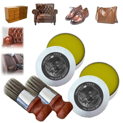 Evergloss Furniture Salve for Leather, Evergloss Leather Furniture Repair, Evergloss Furniture Salve Applicator Brush for Leather, Home Furnishing, Leather Clothing, Leather Shoes(1set,4oz)